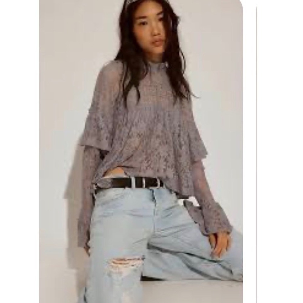 Free People Purple Ash Lilabeth Lace Top SOLD OUT Size XL NWT